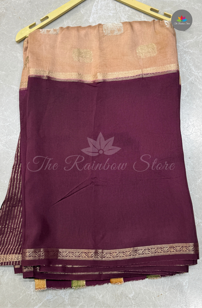 Visco Crepe Saree - Deep Wine