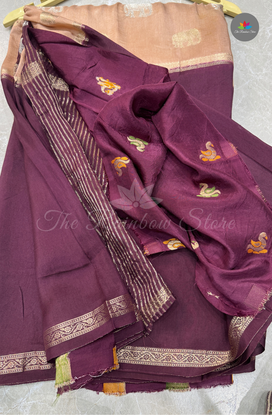 Visco Crepe Saree - Deep Wine