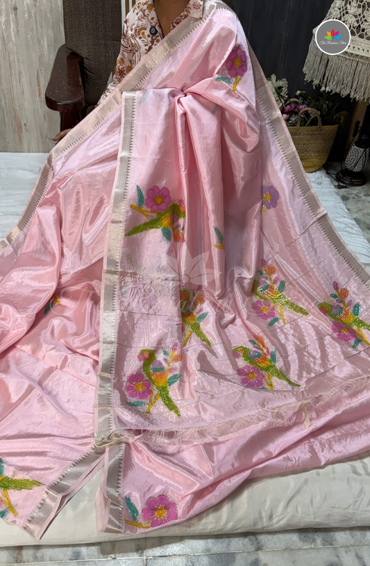 Designer Mangalagiri Saree - Baby Pink