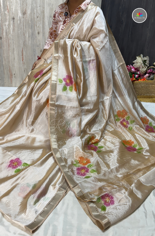 Designer Mangalagiri Saree - Champagne Gold