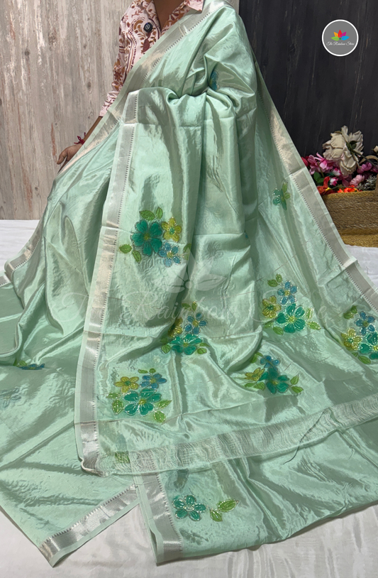 Designer Mangalagiri Saree - Mint Green