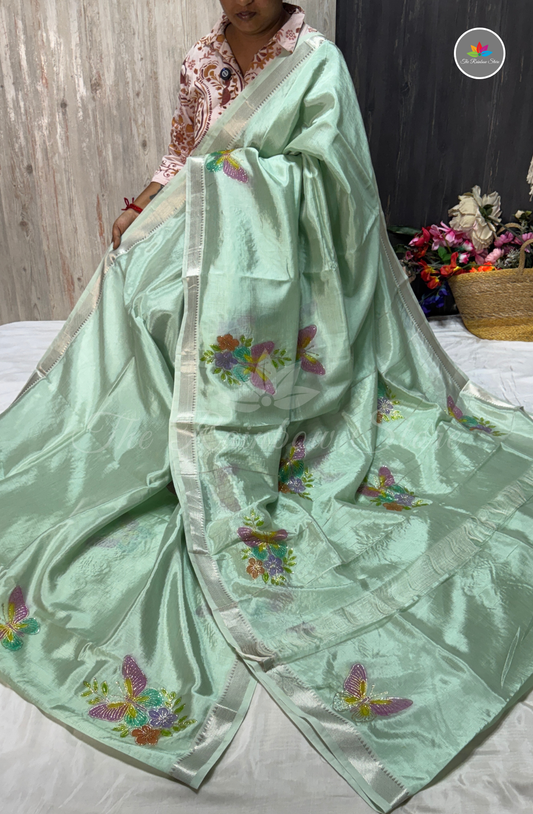 Designer Mangalagiri Saree - Pastel Mint