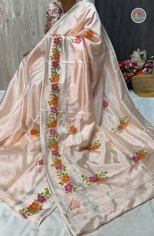 Designer Mangalagiri Saree - Soft Peach