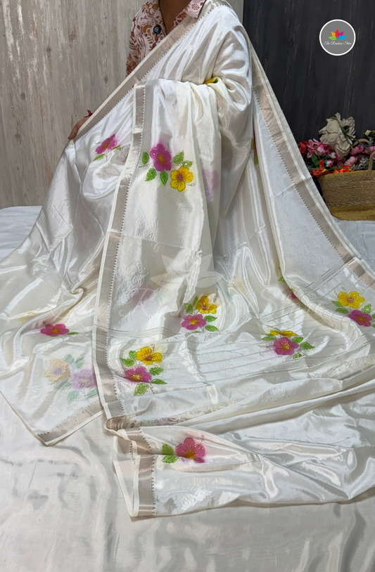 Designer Mangalagiri Saree - White