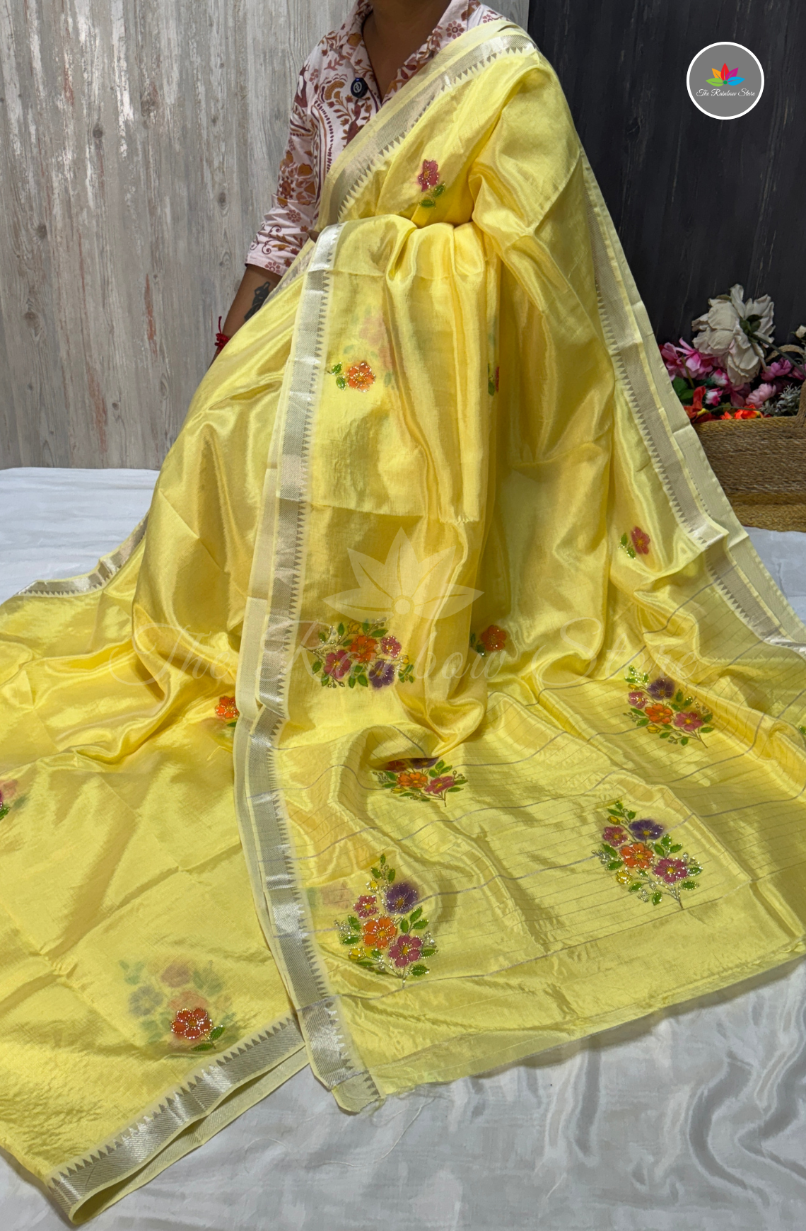Designer Mangalagiri Saree - Yellow