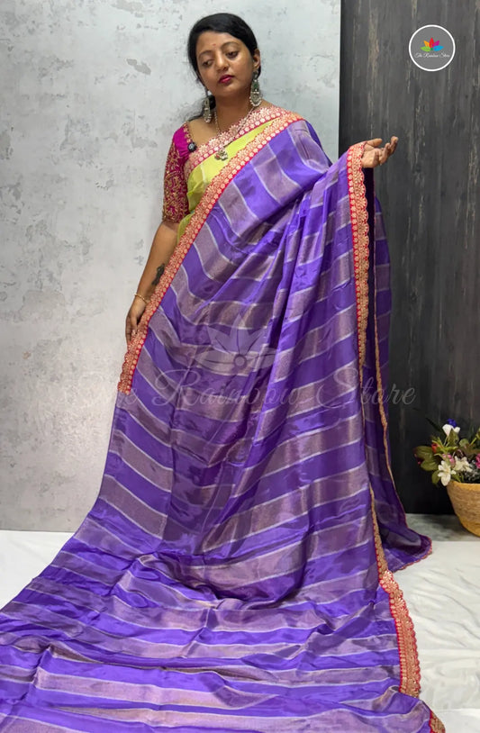 Premium Designer Tissue Saree - Lavender