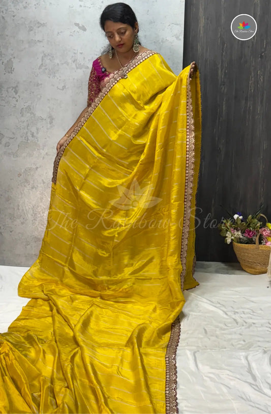Premium Designer Tissue Saree - Yellow