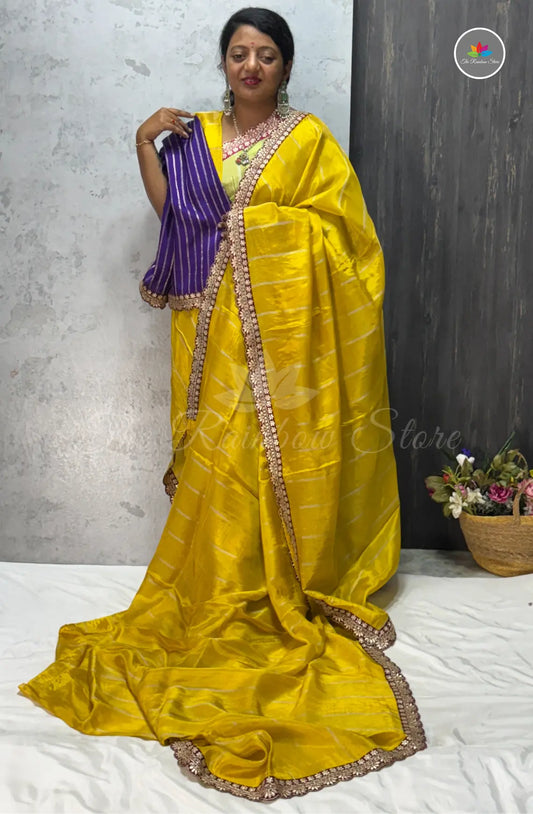 Premium Designer Tissue Saree - Yellow