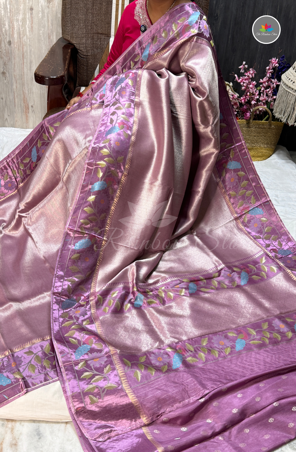 Brocade Tissue Saree - Dusty Lavender Pink