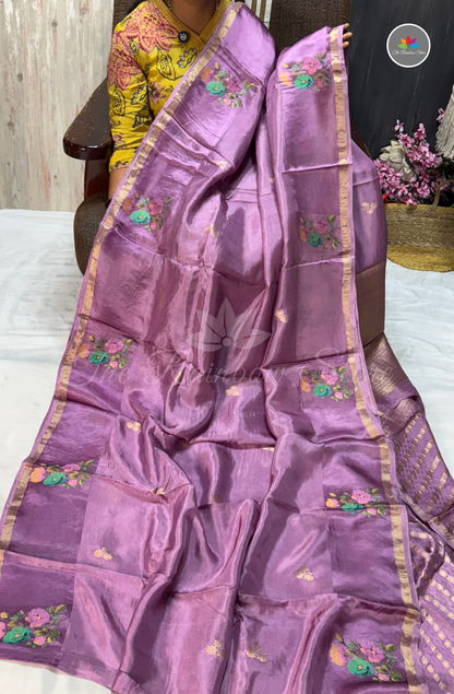 Organza Silk Saree - Dusty Lavender Purple