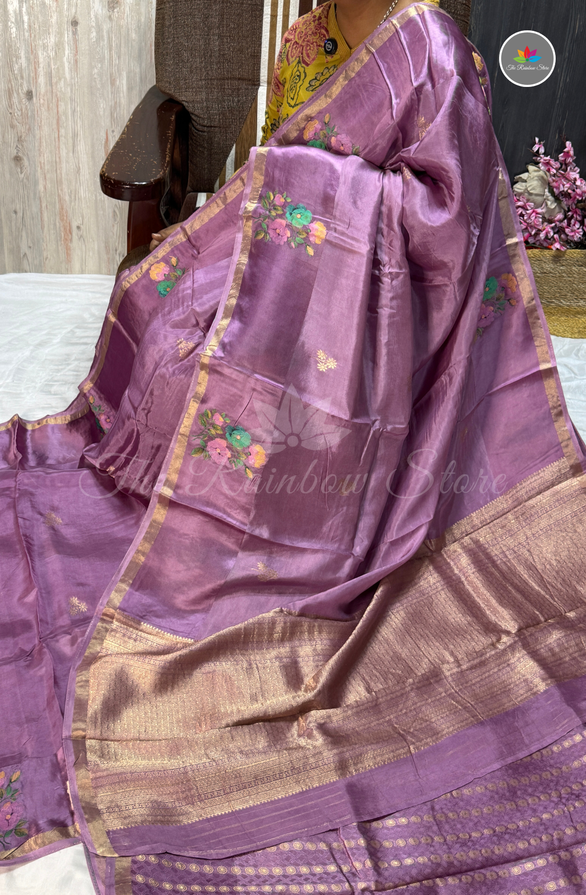 Organza Silk Saree - Dusty Lavender Purple
