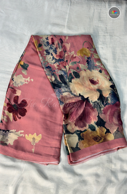 Mysore Crepe Saree - Dusty Rose Pink