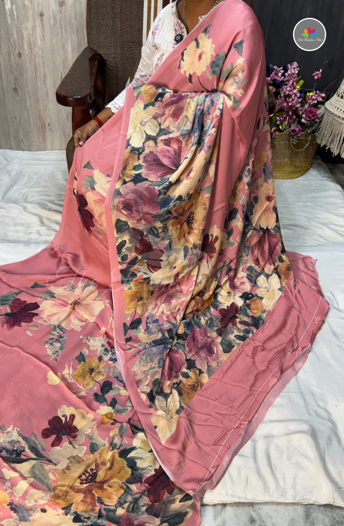 Mysore Crepe Saree - Dusty Rose Pink