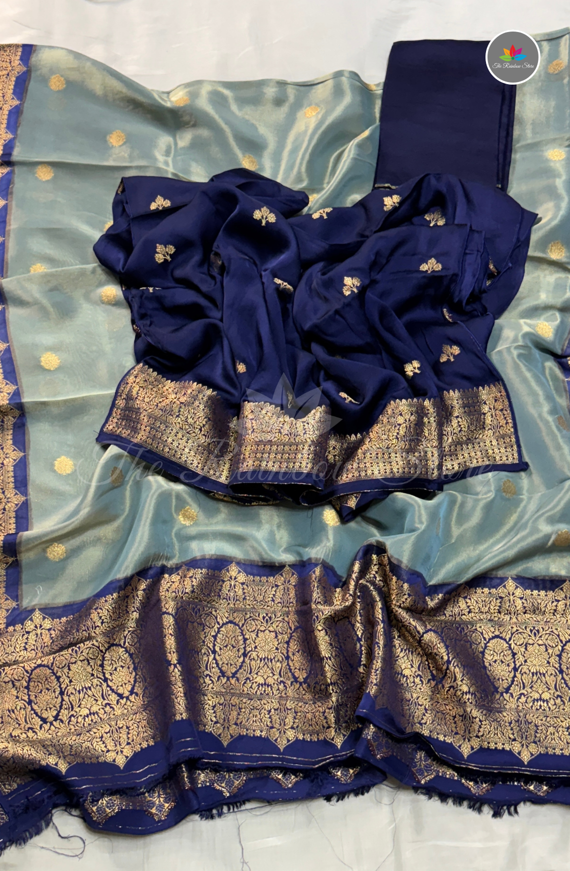 Pure Satin Mushru Silk1 (3 Piece Set ) - Misty Grey