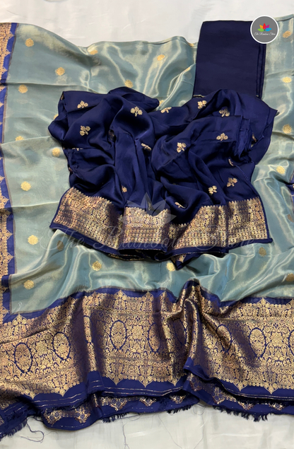 Pure Satin Mushru Silk1 (3 Piece Set ) - Misty Grey