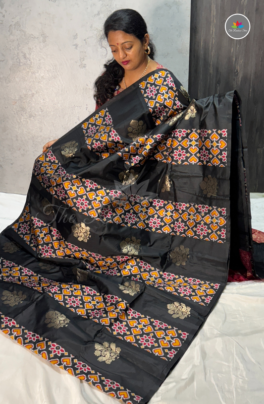 Elegant Soft Patola Silk Saree  - Black