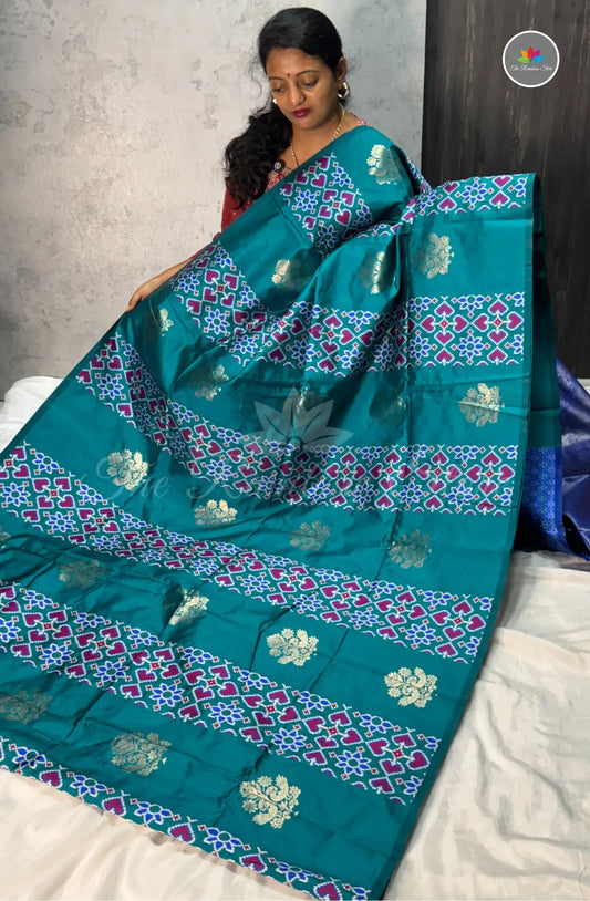 Elegant Soft Patola Silk Saree  - Rama