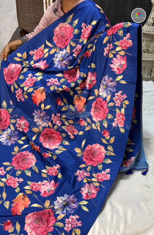 Elegant Fancy Tussar Saree - Blue