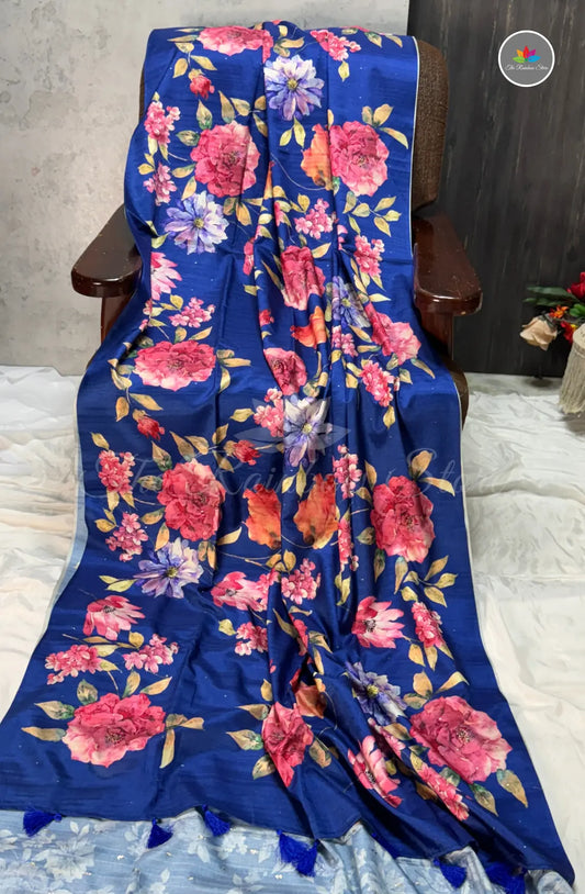 Elegant Fancy Tussar Saree - Blue