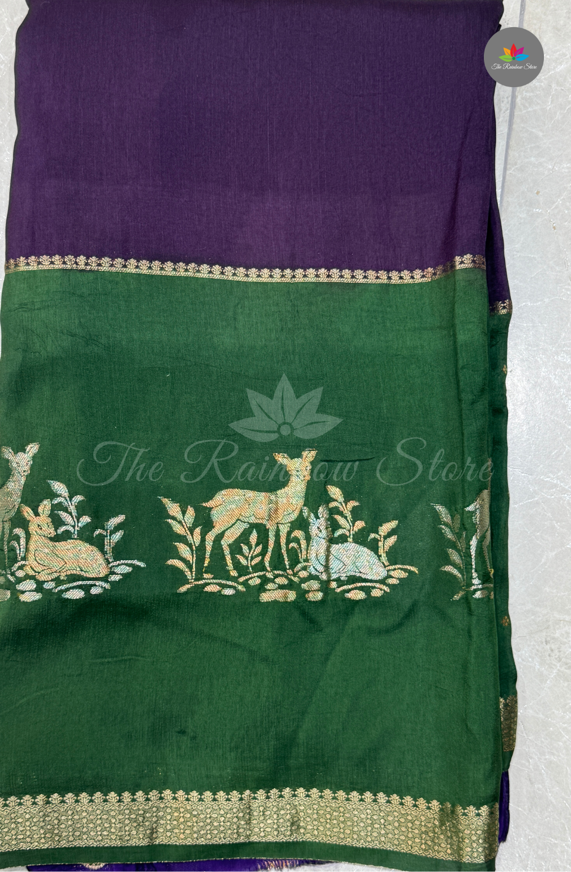 Visco Crepe Saree - Forest Green