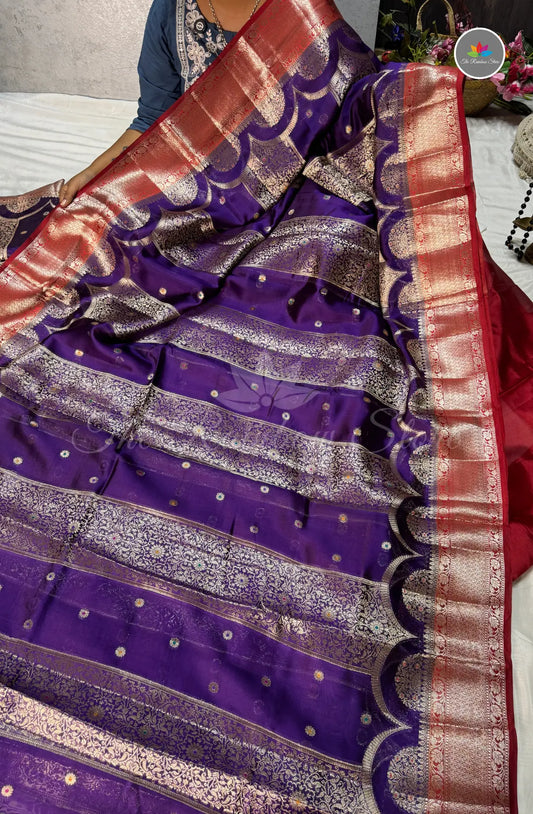 Elegant Green Mango Silk Saree - Violet