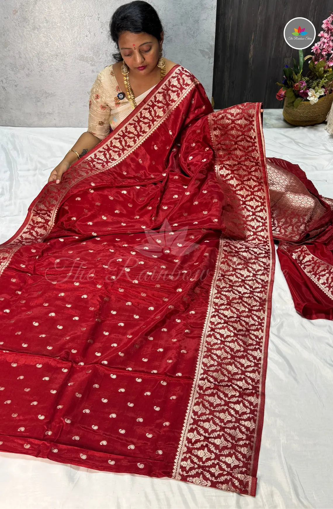 H/O Pattu Crepe Saree - Maroon