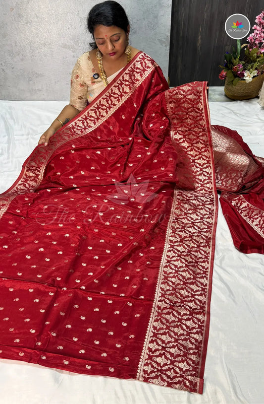 H/O Pattu Crepe Saree - Maroon