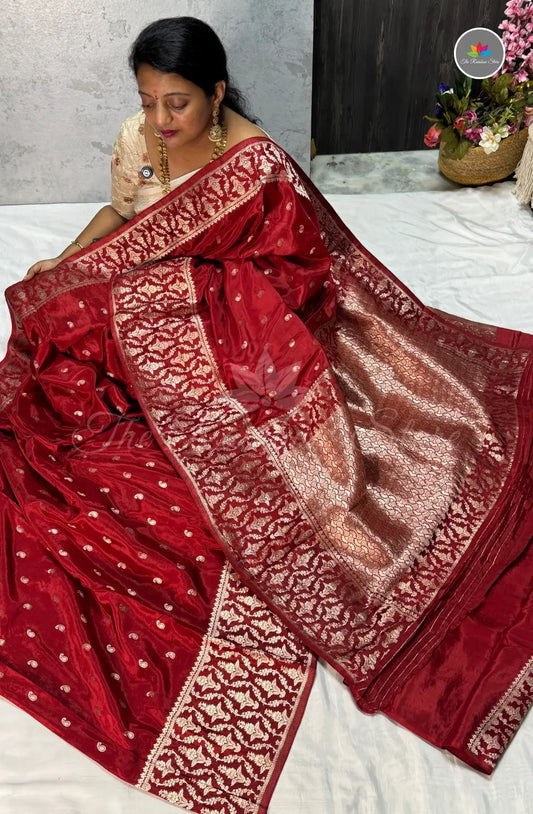 H/O Pattu Crepe Saree - Maroon