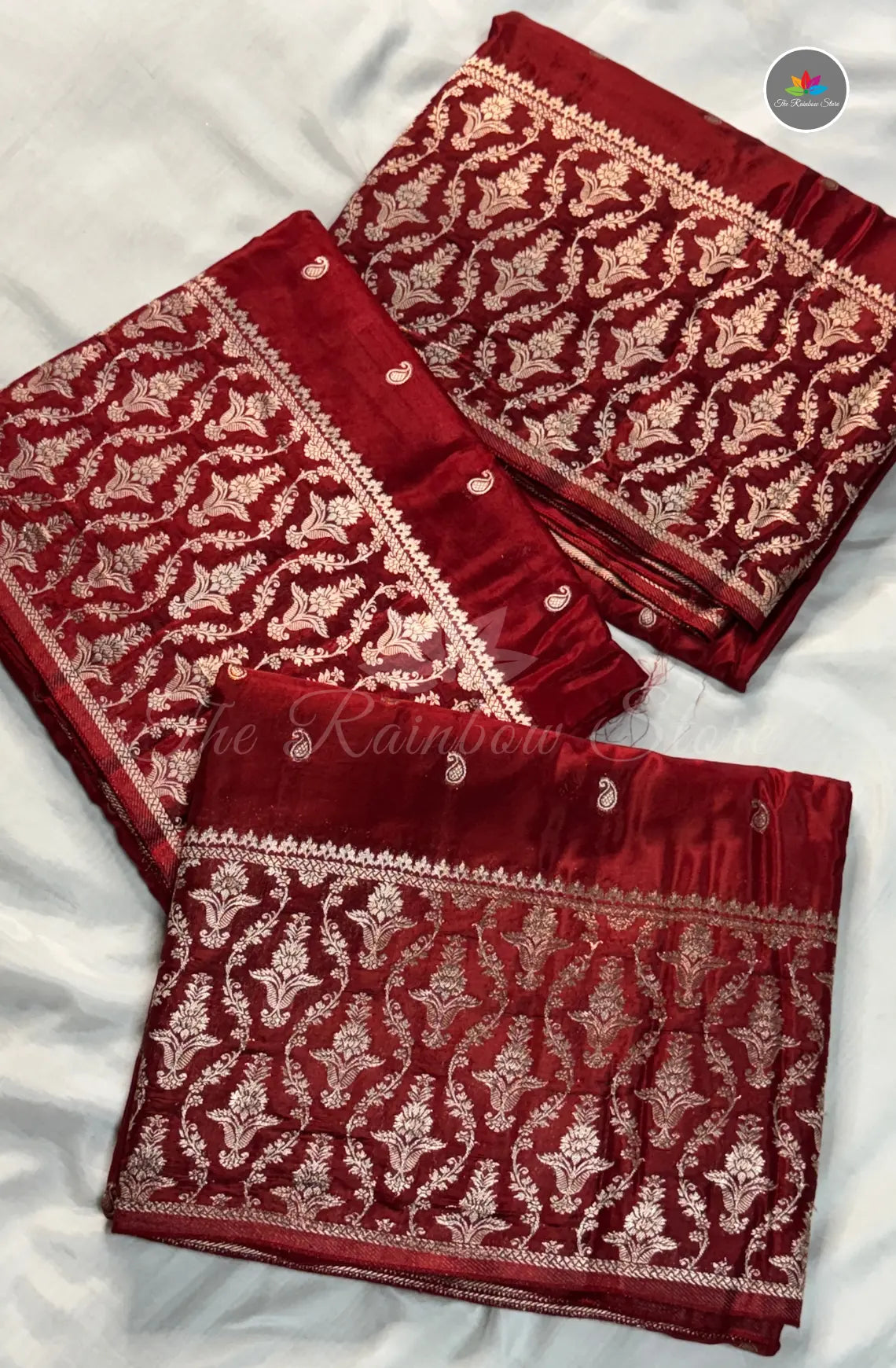 H/O Pattu Crepe Saree - Maroon