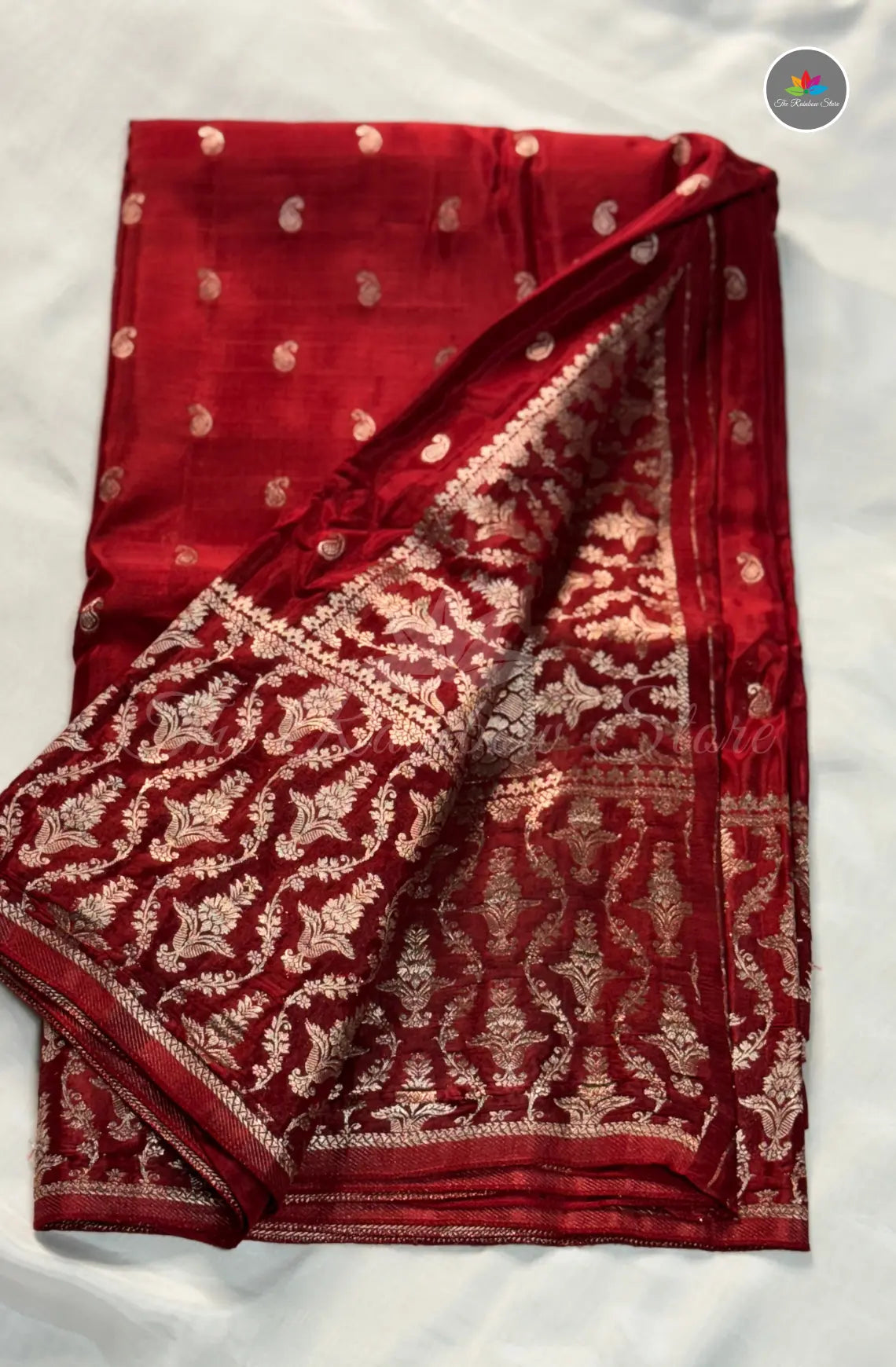H/O Pattu Crepe Saree - Maroon