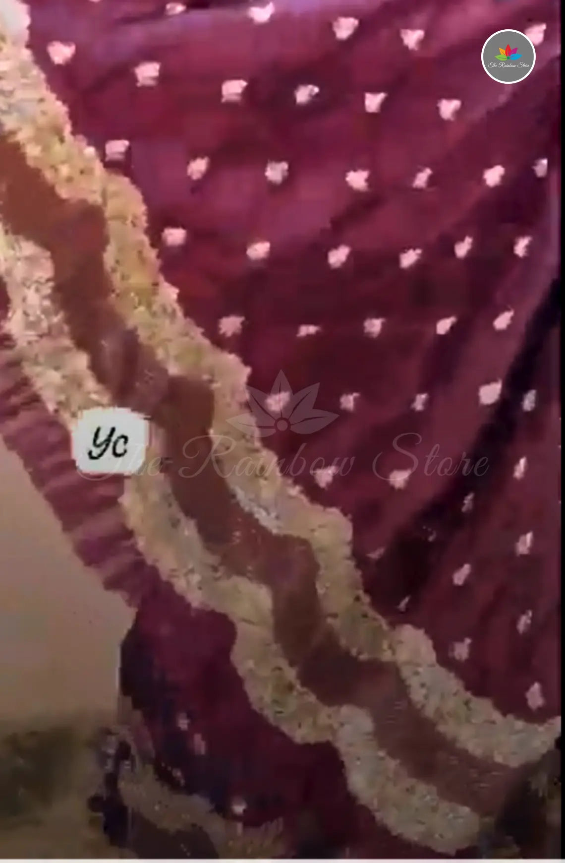 Half Saree Set With Handwork Embroidery - Grape Wine