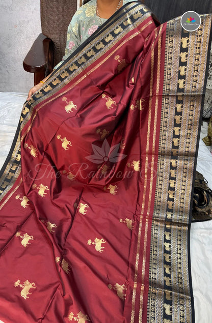 Handloom Kanchi Soft Silk Saree - Maroon