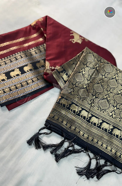 Handloom Kanchi Soft Silk Saree - Maroon