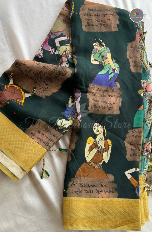 Vintage Handloom Pattu Silk - Dark Green