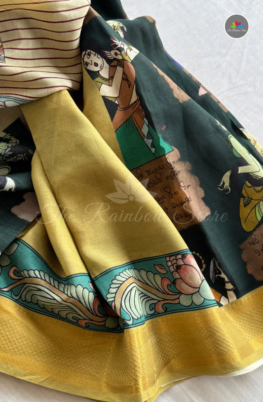 Vintage Handloom Pattu Silk - Dark Green
