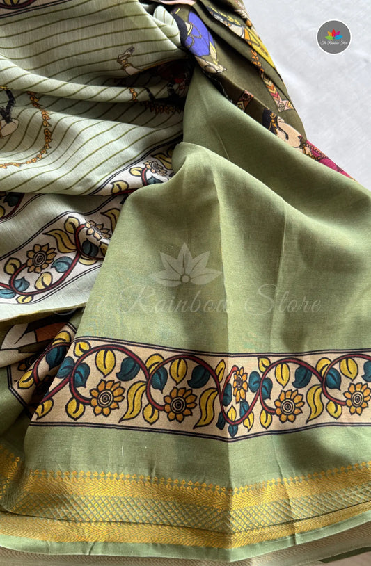 Vintage Handloom Pattu Silk - Olive Green