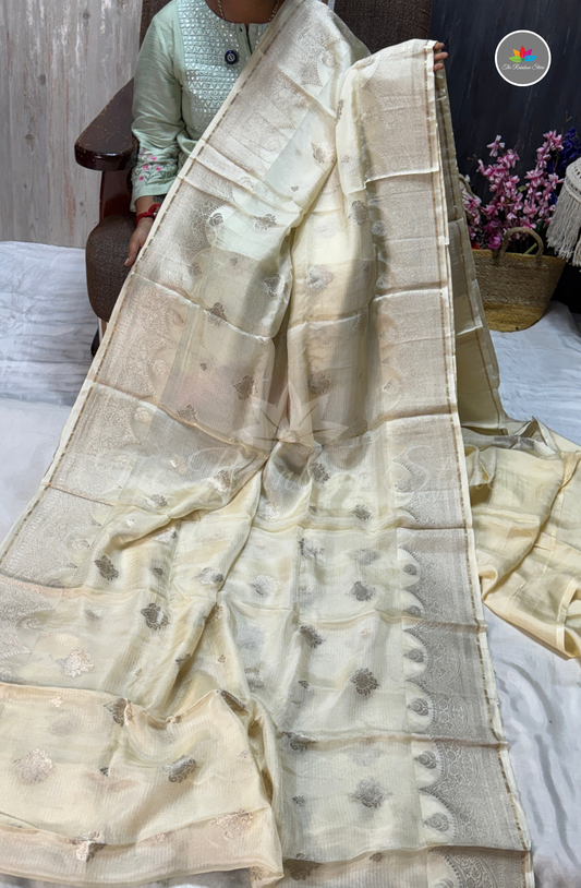 Manipur Kota Silk Saree - Ivory Cream