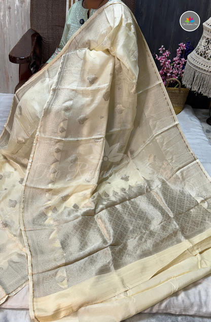 Manipur Kota Silk Saree - Ivory Cream