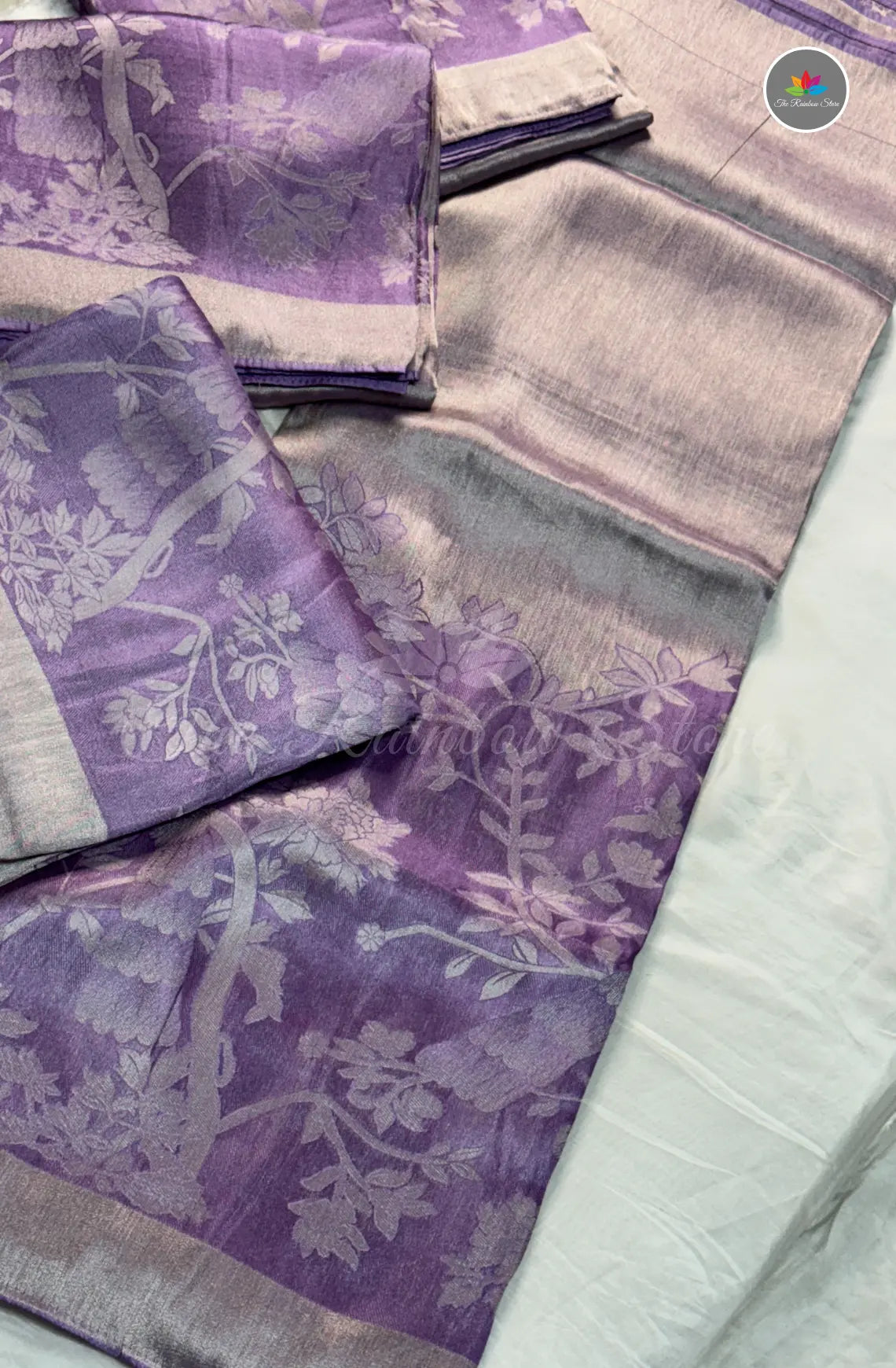 Elegant Jamdani Tissue Saree - Lavender