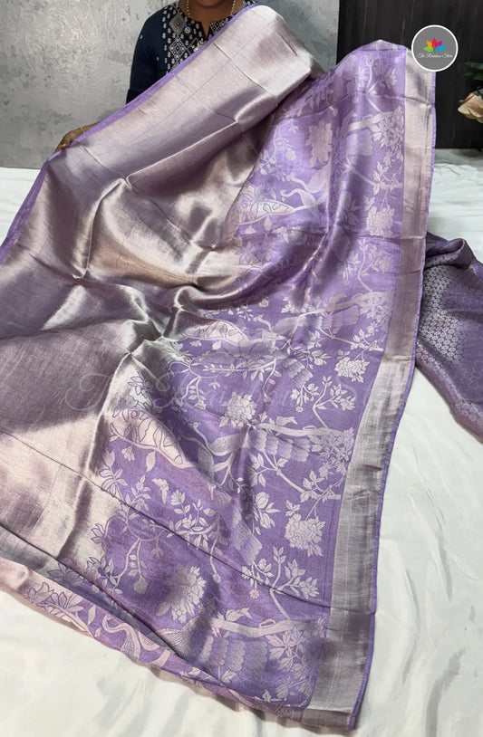 Elegant Jamdani Tissue Saree - Lavender