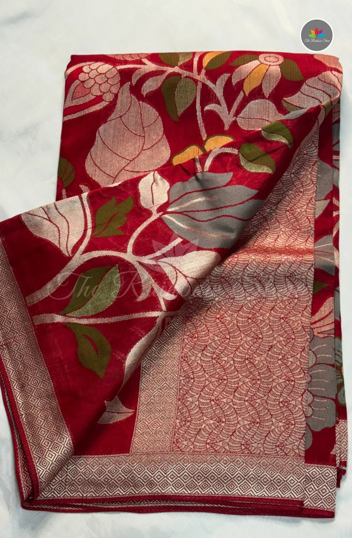 Elegant Jamdani Tussar Saree - Red