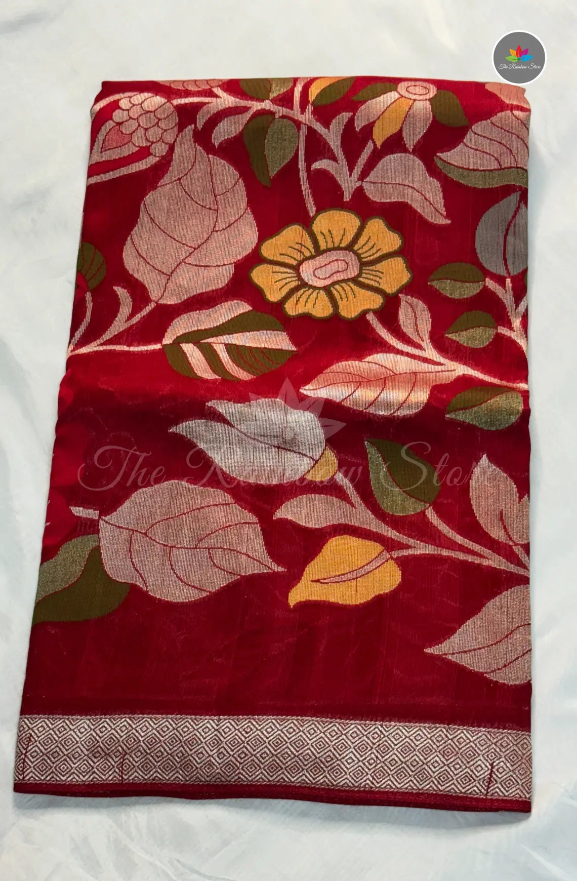 Elegant Jamdani Tussar Saree - Red