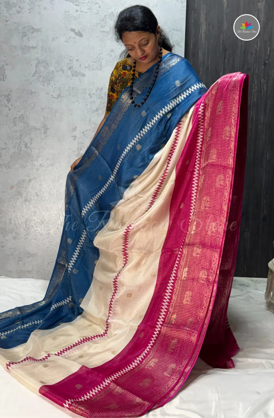 Premium Jute Soft Silk Saree - Blue