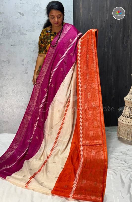 Premium Jute Soft Silk Saree - Deep Purple