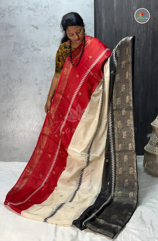 Premium Jute Soft Silk Saree - Red