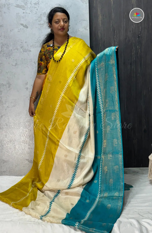 Premium Jute Soft Silk Saree - Yellow