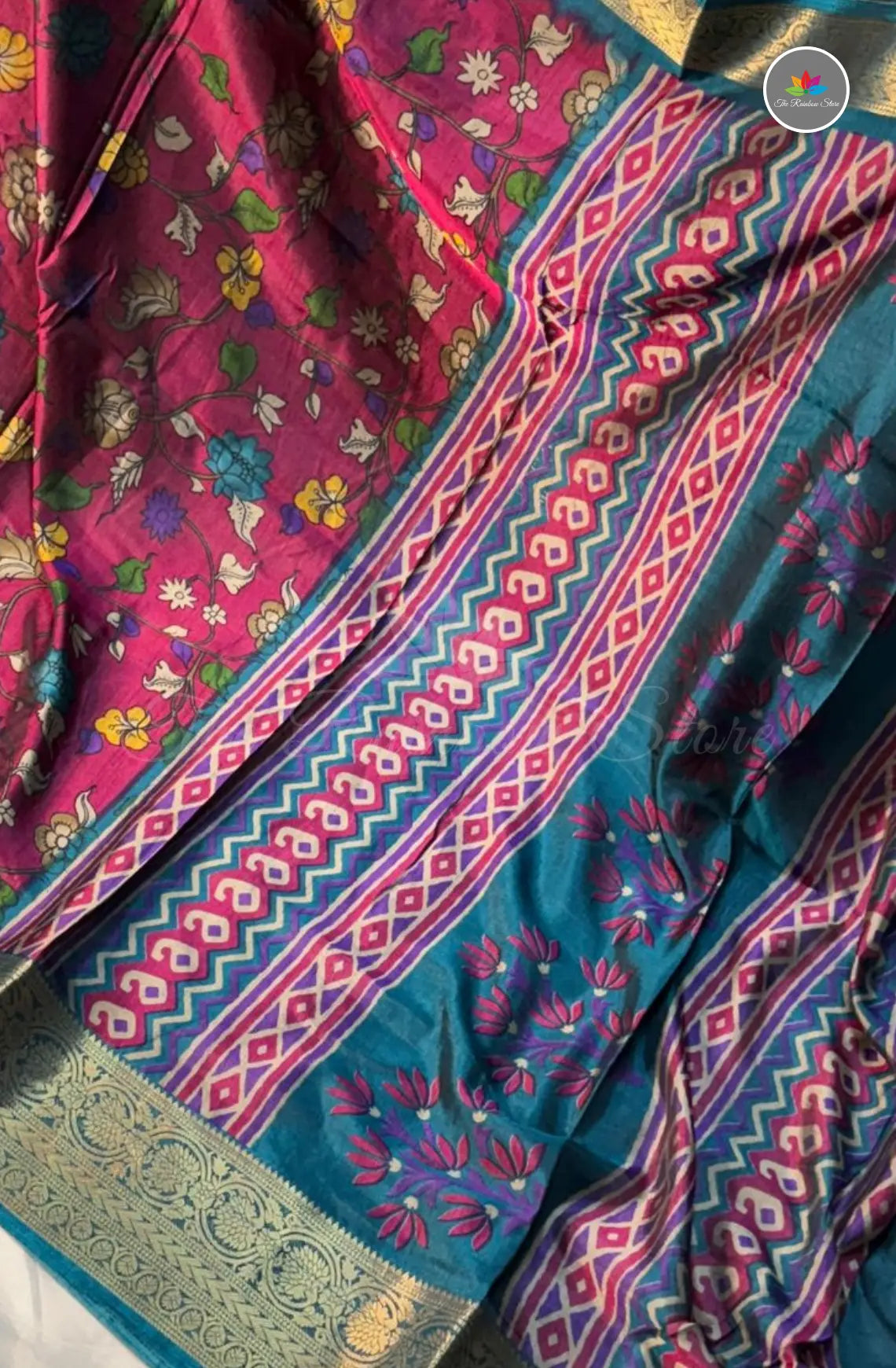 Kalamkari Print Saree with Super Light & Soft - Pink