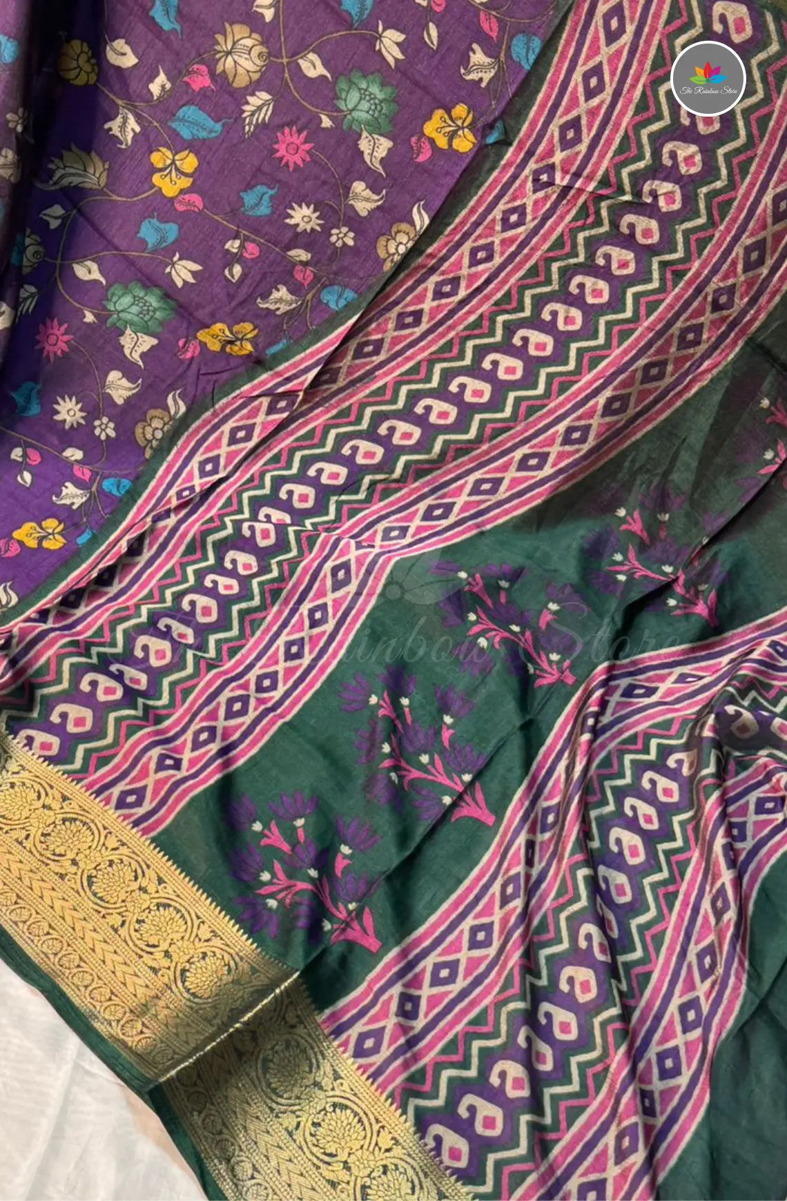 Kalamkari Print Saree with Super Light & Soft - Purple