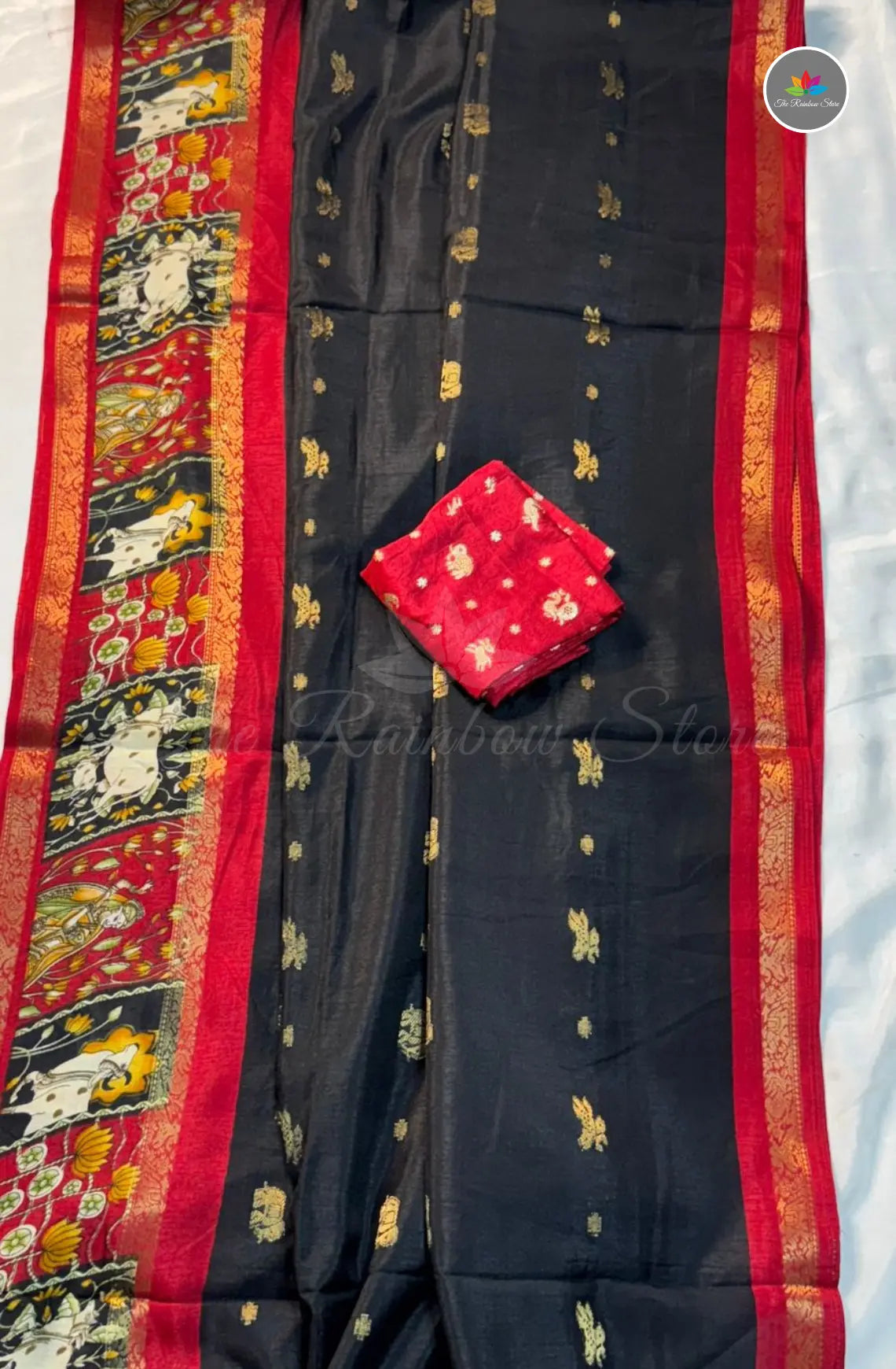 Kalamkari Weaving Saree with Softness - Black