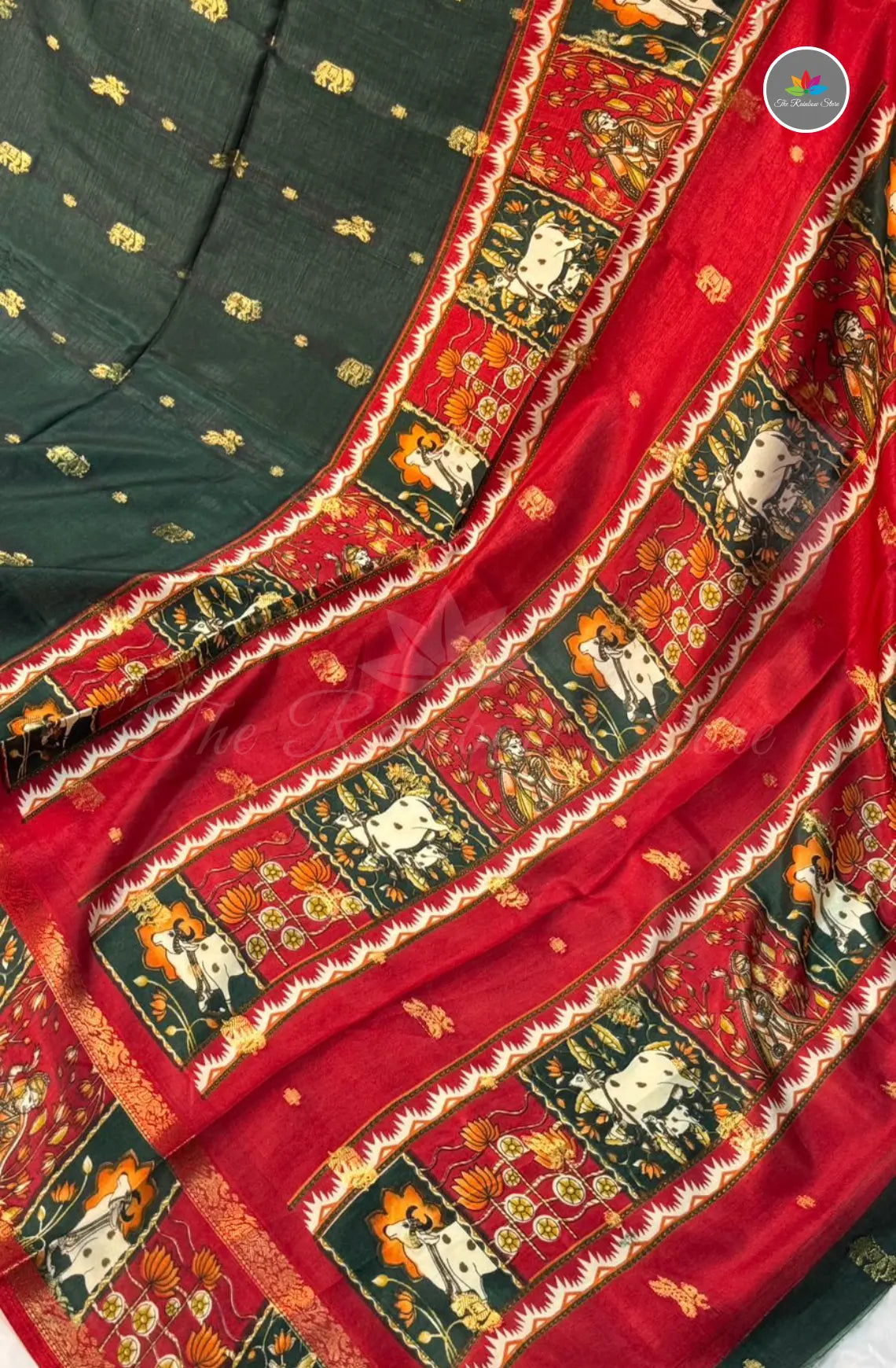 Kalamkari Weaving Saree with Softness - Green